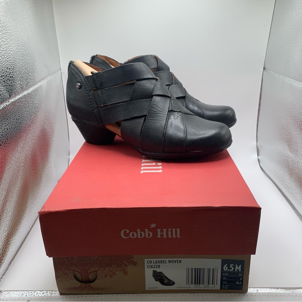 NWB Women's Cobb Hill Laurel Woven black leather size 6.5M heels 1816 - Picture 4 of 10